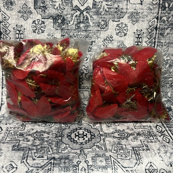 2 bundle 16Pcs Christmas Poinsettia Flower Decorations NEW! - Picture 3 of 10